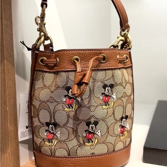 NWT Disney X Coach Mini Dempsey Bucket Bag With Mickey Mouse CN499